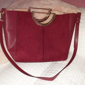 Nordstrom Topshop Burgundy Faux Leather Bag with Gold